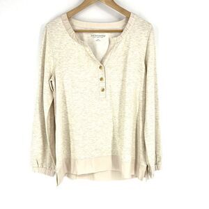 Soft Surroundings Top Size Small Womens Tan Rue Cler Pullover Oatmeal Shirt Knit